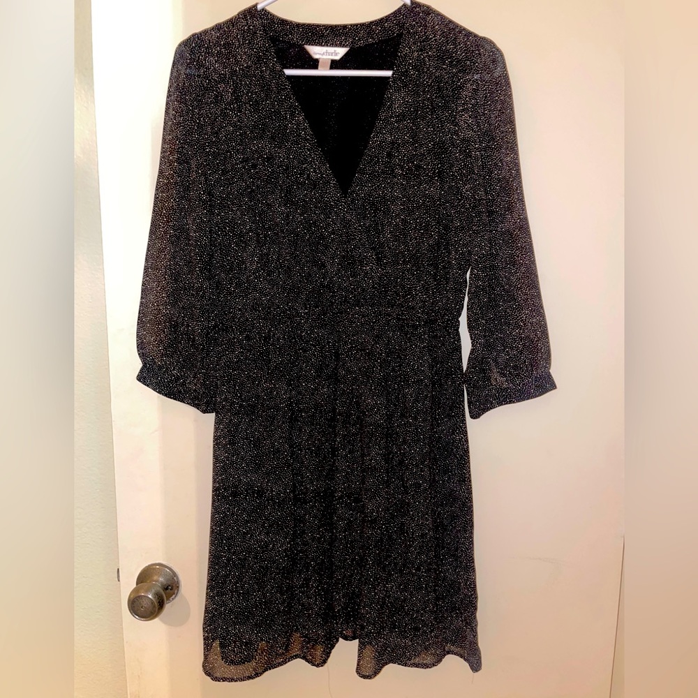 Charming Charlie Black Half Sleeve Dot Dress Size M